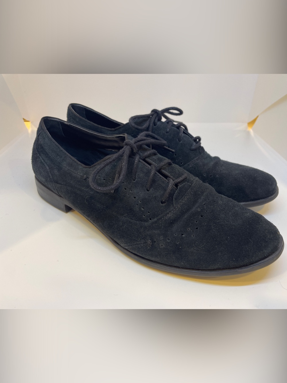 Classic Franco Sarto Women's Black Suede Lace-Up Shoes